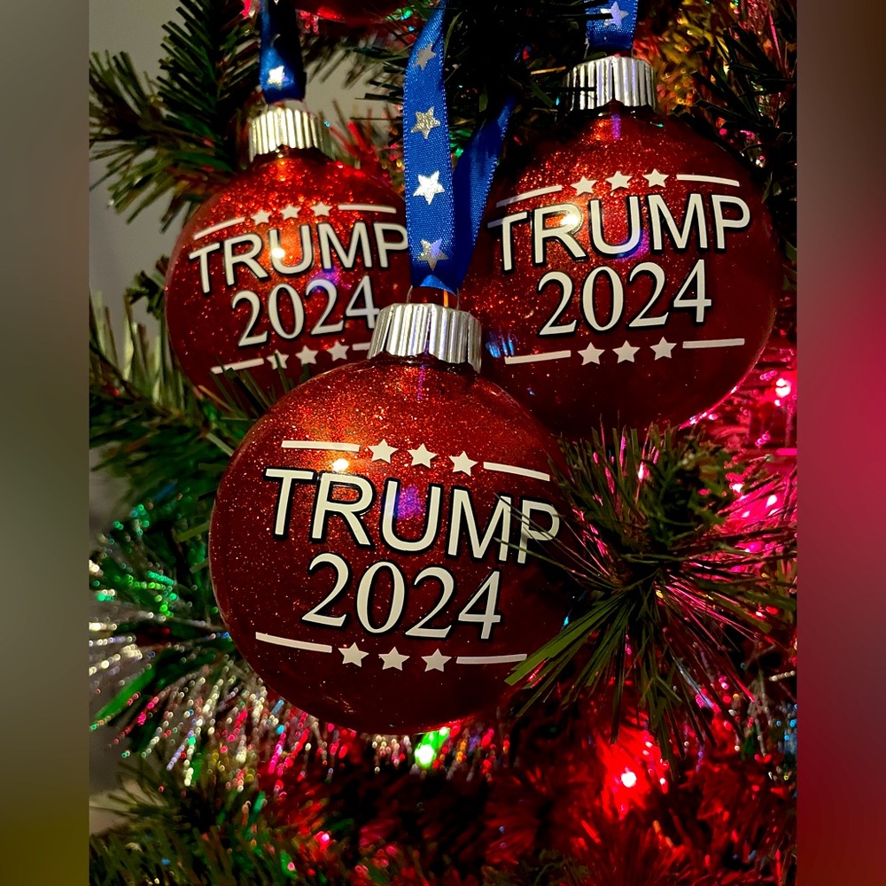 Trump 2024 Ornaments (set of 6) Shatterproof MAGA Patriotic Red America